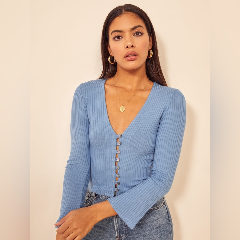 Reformation Gellar Top in Parisian blue